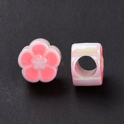 UV Plating Rainbow Iridescent Acrylic European Beads X-SACR-E009-40-1