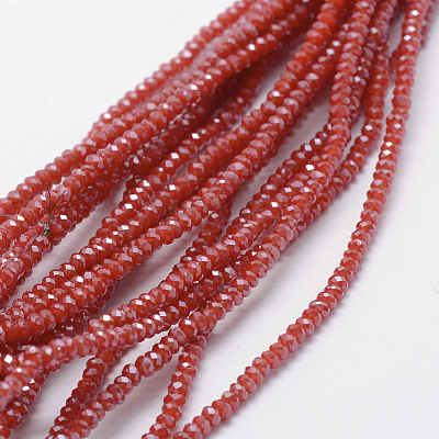 Electroplate Opaque Glass Beads Strands X-EGLA-J144-PL-B02-1