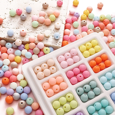 50Pcs Frosted Opaque Acrylic Beads PW-WGEDD3D-01-1