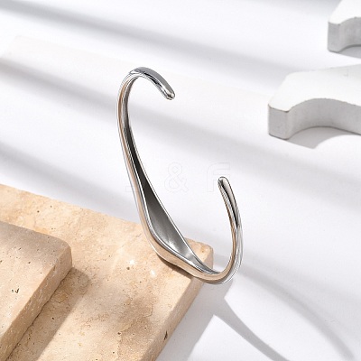 304 Stainless Steel Cuff Bangles for Women BJEW-B108-06P-1