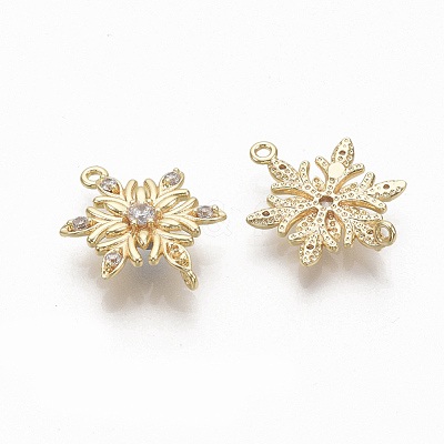 Brass Micro Pave Clear Cubic Zirconia Links ZIRC-Q021-042G-NF-1