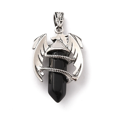 Natural Obsidian Pointed Pendants G-B042-04P-55-1