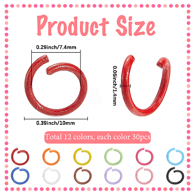 360Pcs 12 Colors Baking Paint Iron Open Jump Rings IFIN-SC0001-89-1