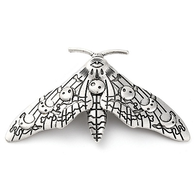 Moon Phase Moth Alloy Brooch Pin JEWB-Z031-06AS-1