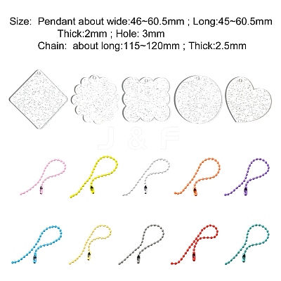 40Pcs 10 Style Acrylic Transparent Blank Pendants with Glitter DIY-CJC0002-013-1