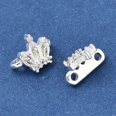 Brass Micro Pave Clear Cubic Zirconia 2-Loop Crown Spacer Bars KK-C258-16S-1