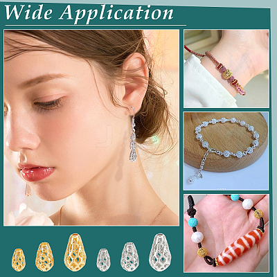 48Pcs 6 Styles Brass Hollow Spacer Beads KK-PH0006-25-1