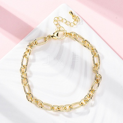 Brass Figaro Chain Bracelets for Women Men BJEW-K273-03G-1