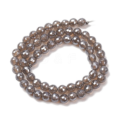 Electroplated Natural Agate Beads Strands G-B191-A07-6mm-05-1