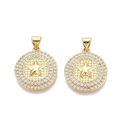 Brass Micro Pave Clear Cubic Zirconia Pendants KK-N287-43G-04-1