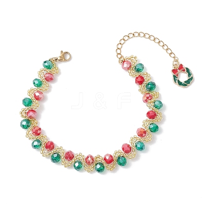 Christmas Glass & Glass Seed Beaded Bracelets for Women BJEW-MZ00228-1