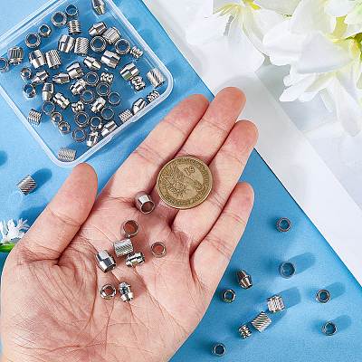 90Pcs 10 Styles 201 Stainless Steel European Beads STAS-PA0001-01-1