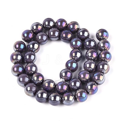 Electroplate Opaque Glass Beads Strands LS-GLAA-T032-P10mm-AB15-1