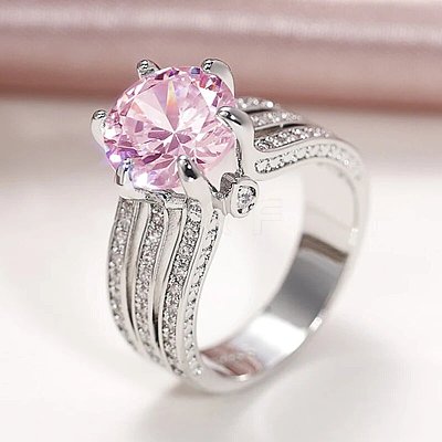 Brass Micro Pave Cubic Zirconia Finger Rings for Women FS-WGB56BB-09-1