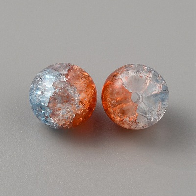 Two Tone Transparent Crackle Glass Beads GLAA-WH0038-15C-1