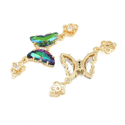 Brass Micro Pave Cubic Zirconia Connector Charms CU-CBACDF6-01G-13-1