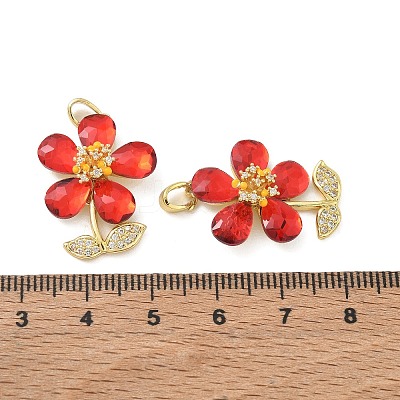 Brass Micro Pave Red Cubic Zirconia Pendants CU-CBA8C34-03G-1