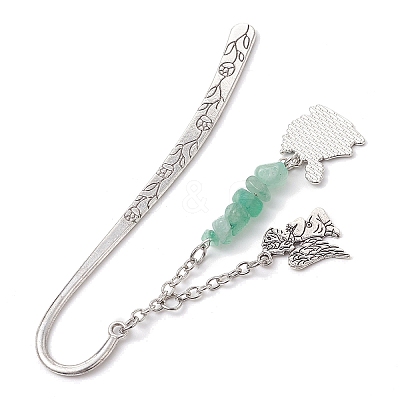 5Pcs 5 Styles Christmas House & Angel Alloy Pendant Bookmarks AJEW-JK00341-1