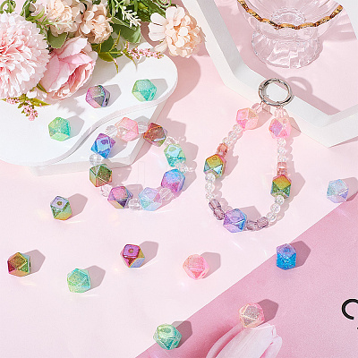 50Pcs Transparent Crackle Acrylic Beads OACR-SC0002-50-1