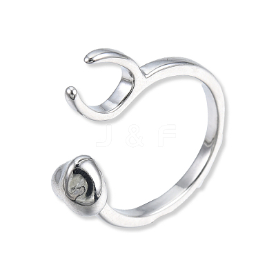 Brass Open Cuff Ring Cadmium Free & Nickel Free & Lead Free RJEW-N039-04P-1