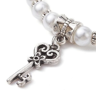 Glass Pearl Beaded Stretch Bracelets BJEW-JB09696-02-1
