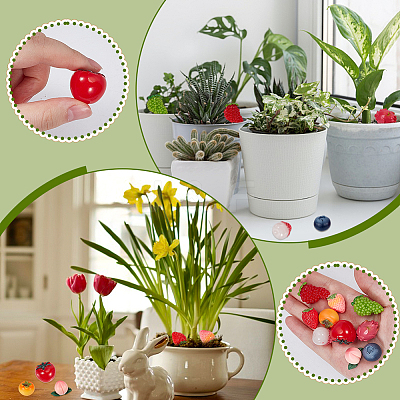 30Pcs 10 Styles Resin Fruit Miniature Ornaments DJEW-WR0001-12-1