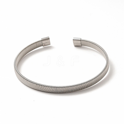 Non-Tarnish 304 Stainless Steel Flat Snake Chains Shape Open Cuff Bangle for Women BJEW-C033-03P-1