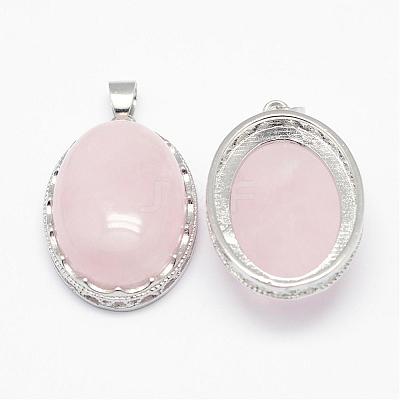 Natural Rose Quartz Pendants G-D851-03-1