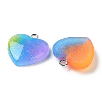 Rainbow Color Opaque Resin Pendants X-RESI-A025-04-1