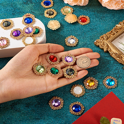 48Pcs 12 Colors Glass Cabochons GLAA-TA0001-52-1