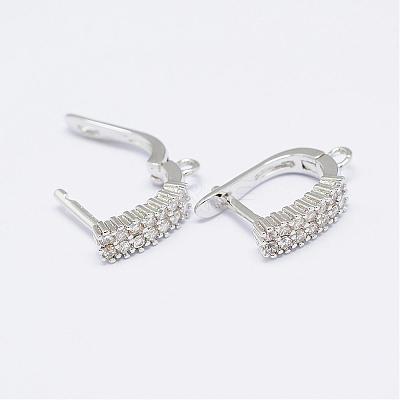Brass Micro Pave AAA Cubic Zirconia Ear Harp Hoop Earring Findings KK-F699-02P-NR-1
