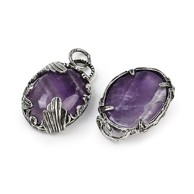 Natural Amethyst Pendants G-Z101-02AS-08-1