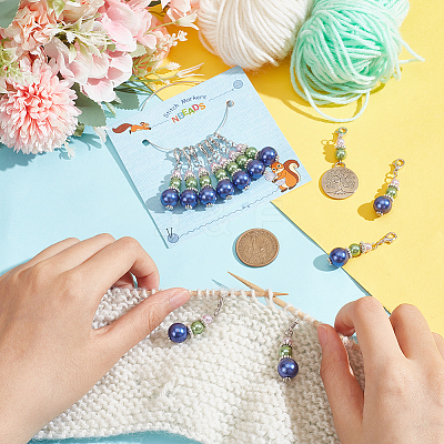Round & Flat Round Pendant Stitch Markers HJEW-AB00302-1