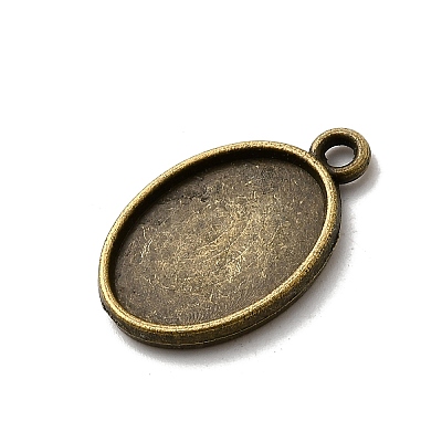 Oval Two-Sided Alloy Pendant Cabochon Settings X-PALLOY-N0088-15AB-NF-1