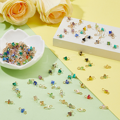 140Pcs 7 Styles Electroplate Glass Charms PALLOY-FH00184-1