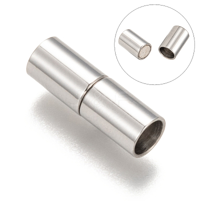 Tarnish Resistant Column 304 Stainless Steel Magnetic Clasps with Glue-in Ends STAS-I026-03-1