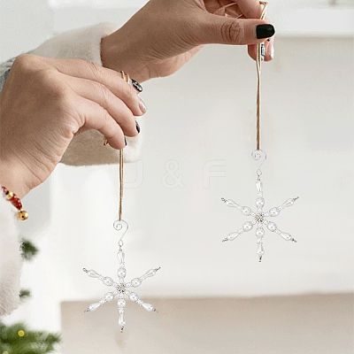 Snowflake Glass Pendant Decoration HJEW-GO00054-1