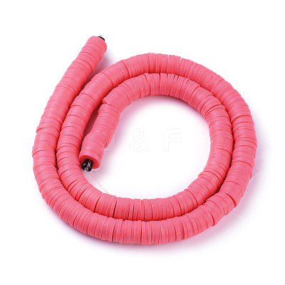 Flat Round Handmade Polymer Clay Beads CLAY-R067-12mm-25-1