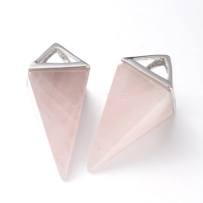 Natural Rose Quartz Point Pendulum Pendants X-G-E301-06P-1