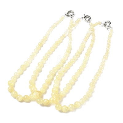 Natural Golden Silk Jade Graduated Round Beaded Necklaces NJEW-F368-02P-1