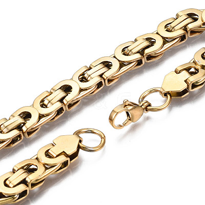 Ion Plating(IP) 201 Stainless Steel Byzantine Chain Bracelets BJEW-S057-88B-1