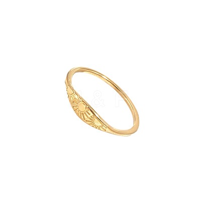 Sun Pattern 304 Stainless Steel Finger Rings FS-WG90263-03-1