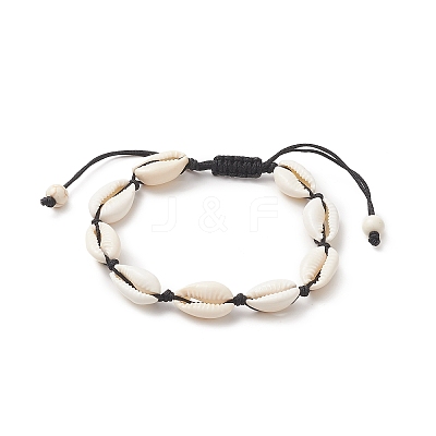 Natural Shell & Synthetic Turquoise Braided Bead Bracelet for Women BJEW-JB09245-1