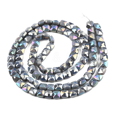 Electroplate Opaque Solid Color Glass Beads Strands EGLA-N002-43-1