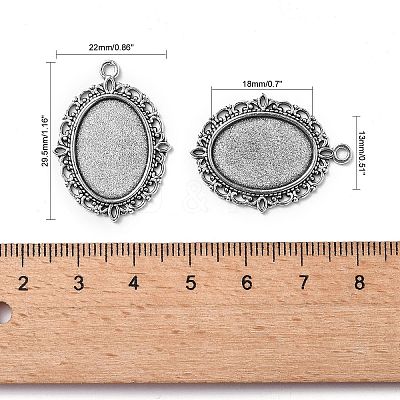 Tibetan Style Antique Silver Alloy Flat Oval Pendant Cabochon Settings LS-TIBEP-M022-19AS-1