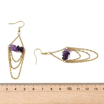 Natural Amethyst Dangle Earrings EJEW-JE07287-01-1