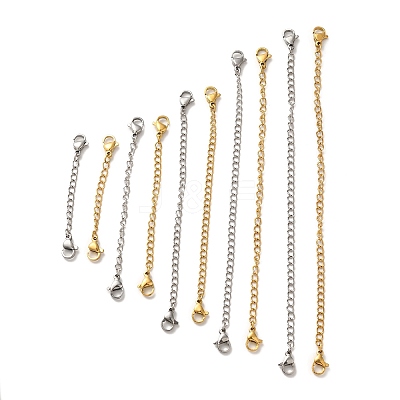 10Pcs 5 Size Ion Plating(IP) 304 Stainless Steel Chain Extender STAS-E192-03GP-1