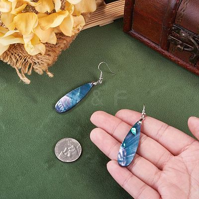 1 Pair Rack Plating Brass Natural Paua Shell Dangle Earrings EJEW-TA0001-86-1