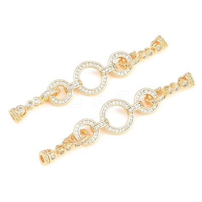 Brass Micro Pave Clear Cubic Zirconia Fold Over Clasps KK-P354-03G-1