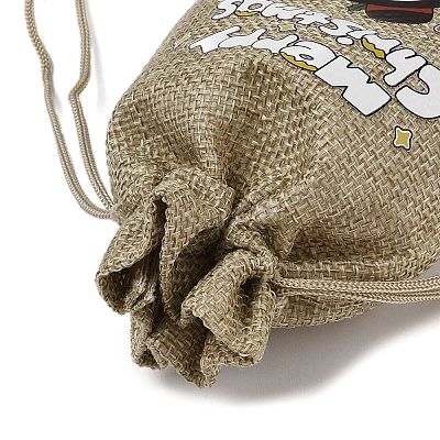 Christmas Printed Burlap Packing Pouches Drawstring Bags ABAG-Q053-02A-01-1